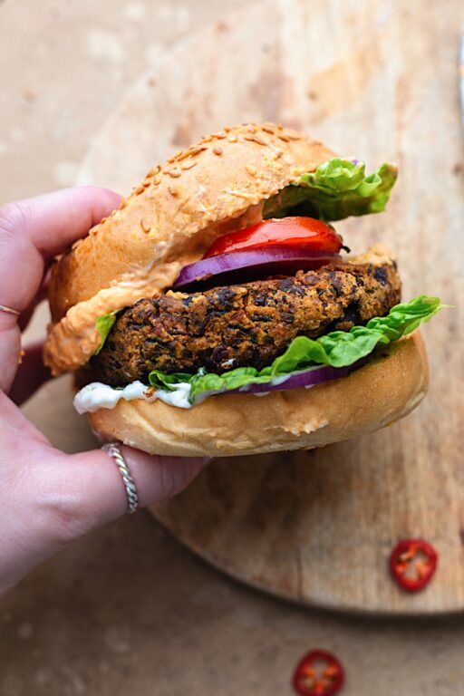 Spicy Chickpea & Black Bean Burgers - Cupful of Kale