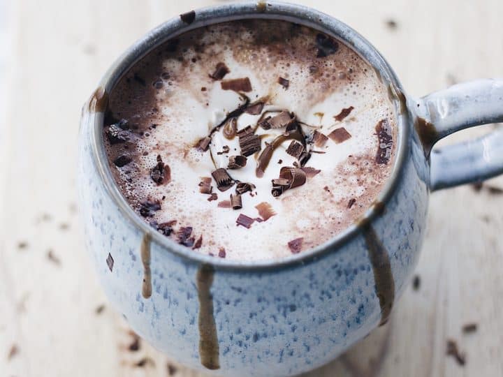 Vegan Creamy Oat Milk Hot Chocolate With Coconut Whipped Cream