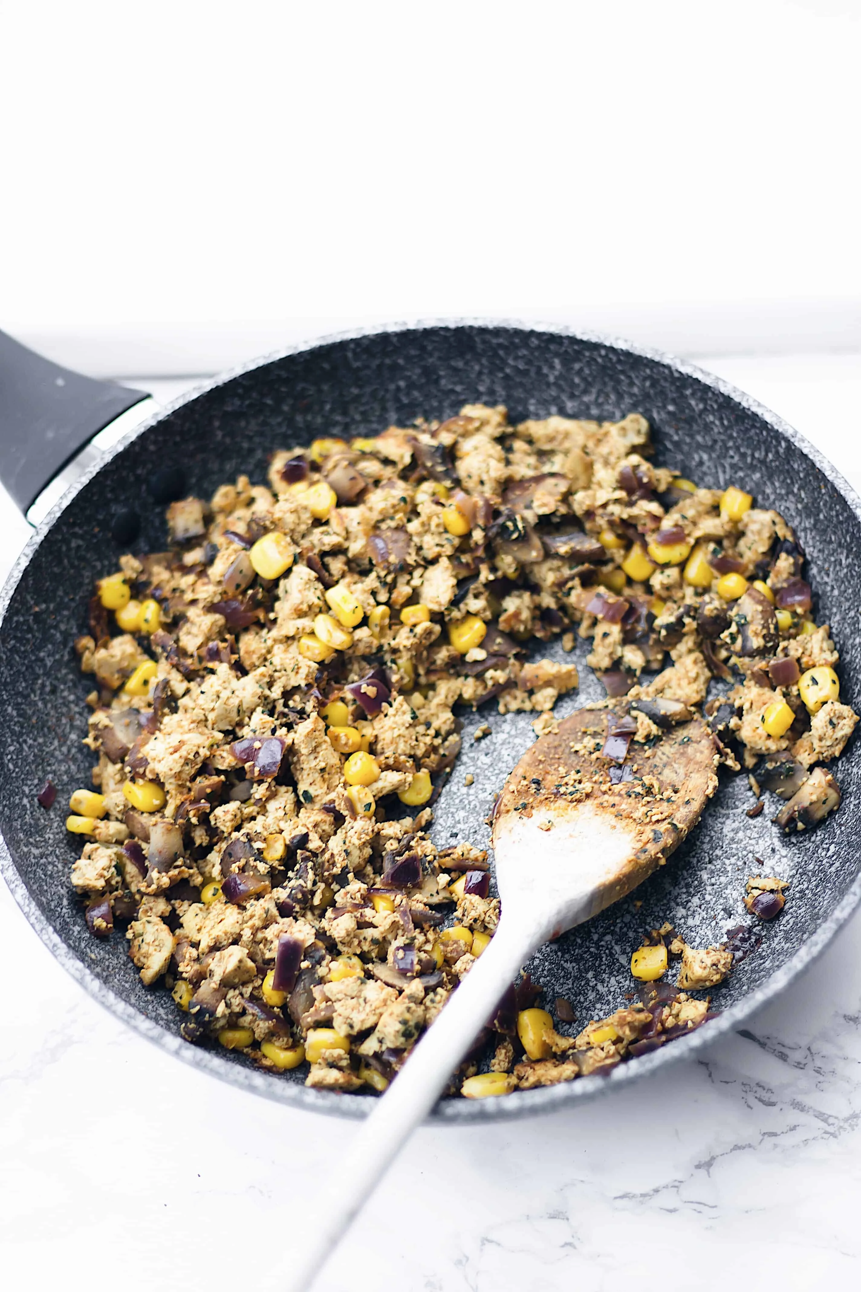 Tofu scramble frying