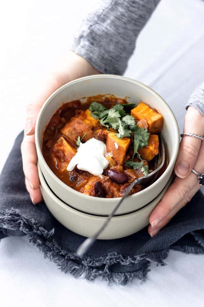 Vegan one pot sweet potato chilli