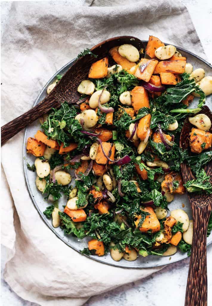 butternut squash, kale, butter bean pesto salad