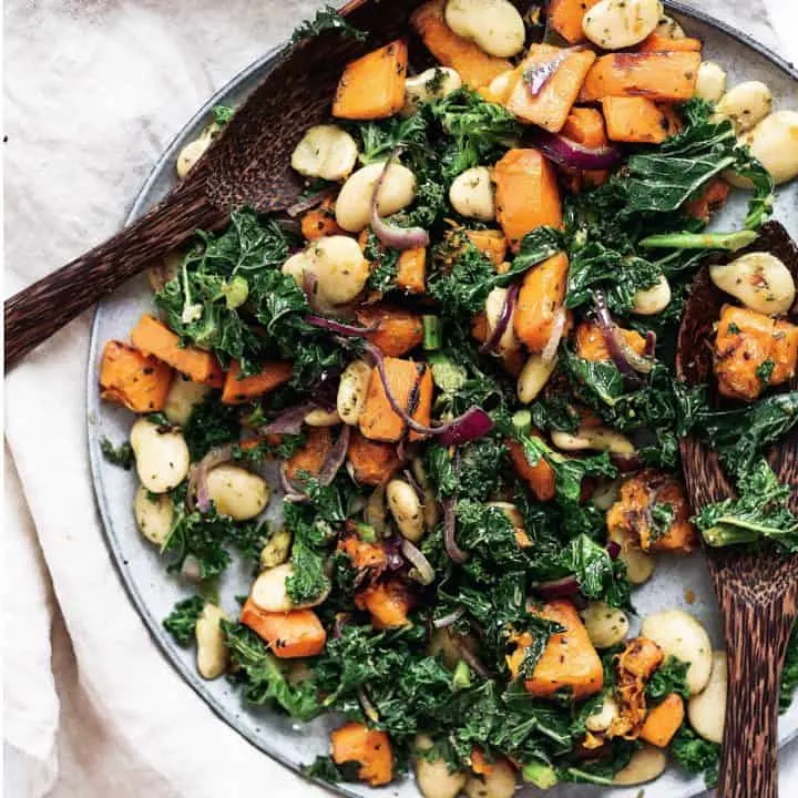 butternut squash, kale, butter bean pesto salad