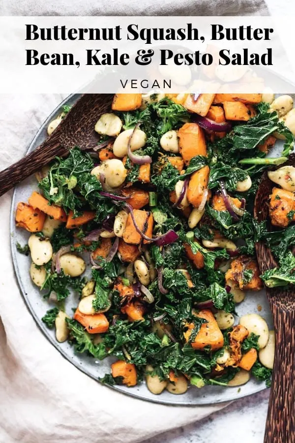 Butternut Squash Kale Pesto Salad #butternutsquashsalad