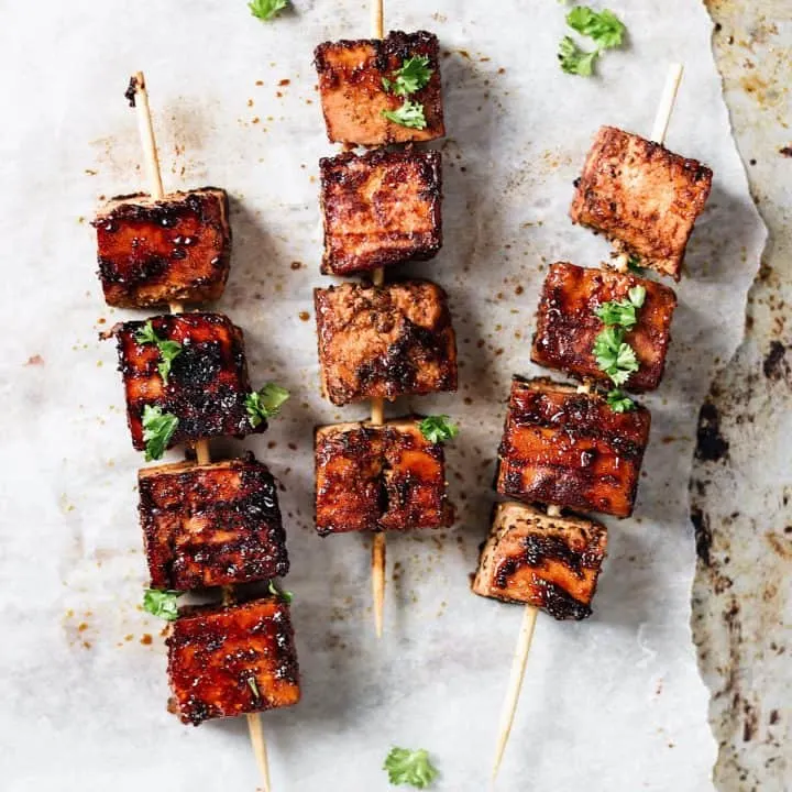 cajun orange tofu skewer vegan