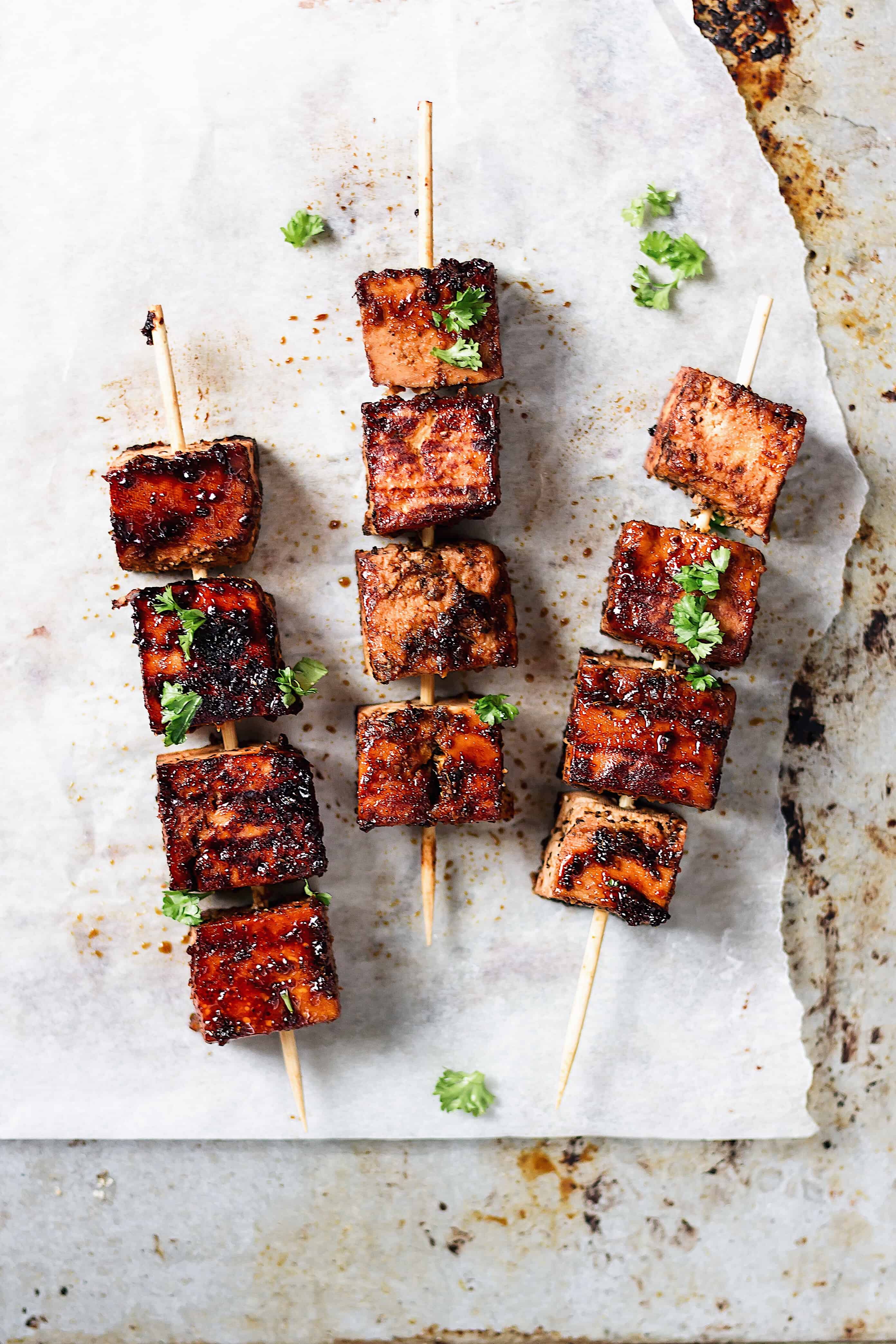 cajun orange tofu skewer vegan