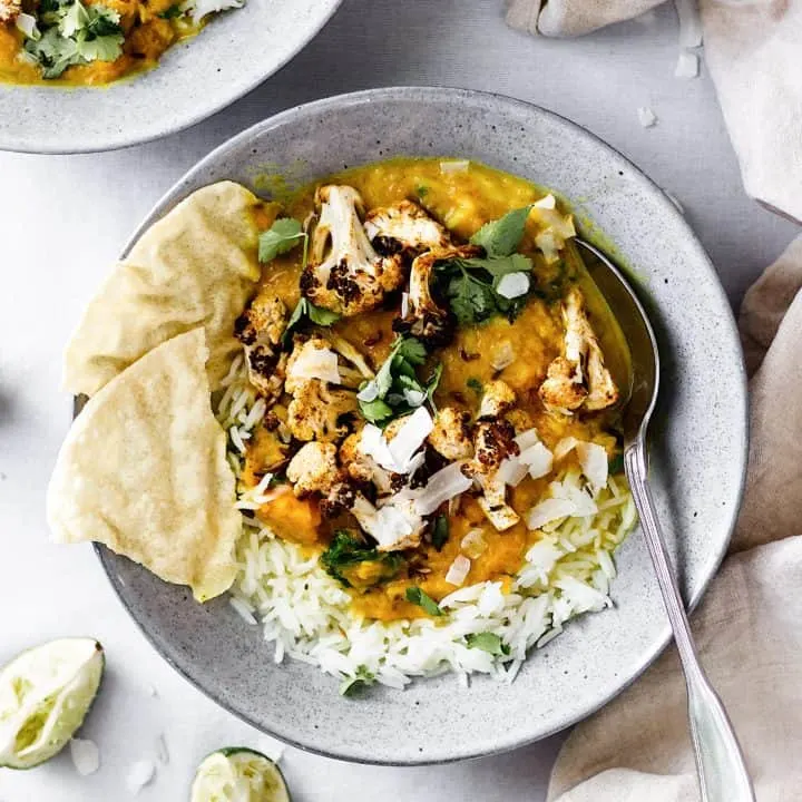 Vegan Butternut and Lentil Curry with Cumin Roasted Cauliflower ...