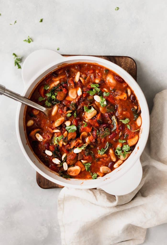 one pot bean mushroom kale stew