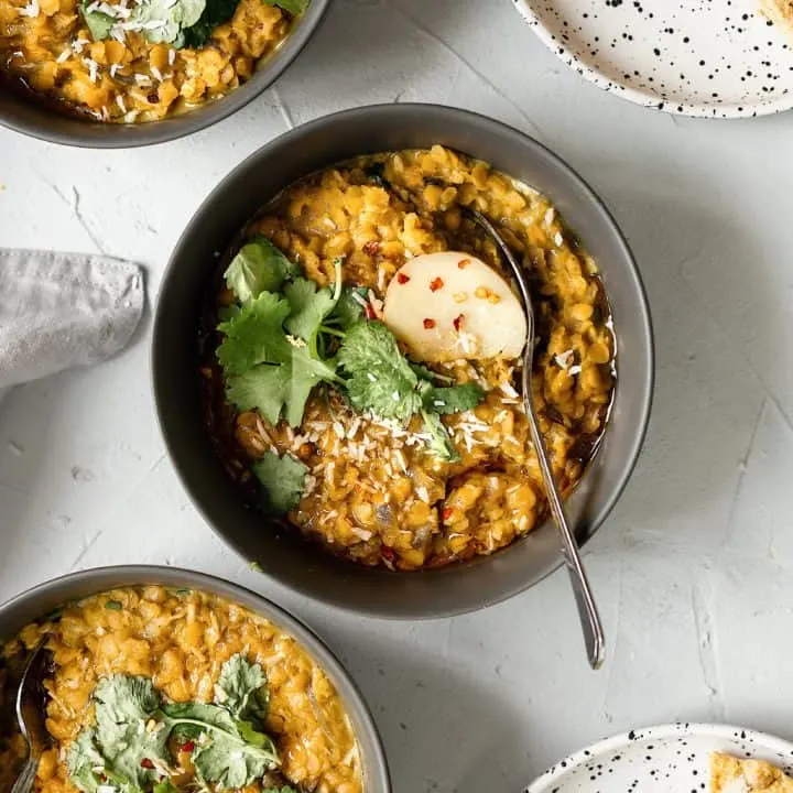 Vegan Creamy Red Lentil and Turmeric Dhal