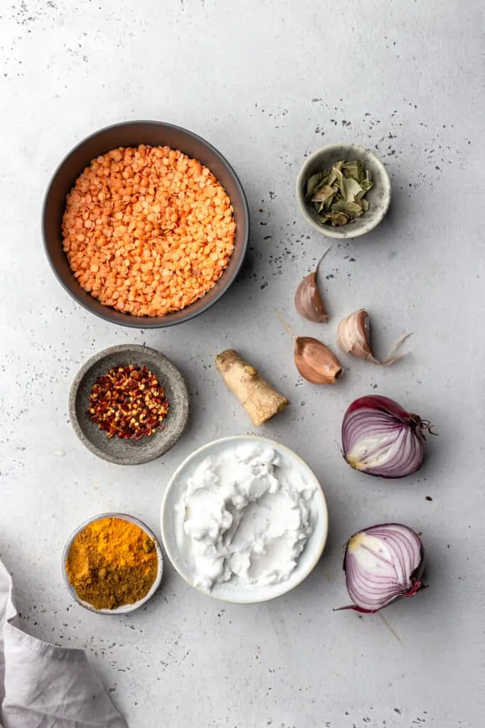 red lentil dhal ingredients