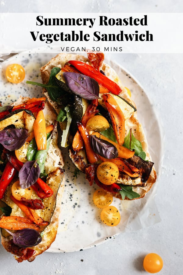 Vegan Roasted Vegetable Sandwich #vegansandwich #roastedvegetables