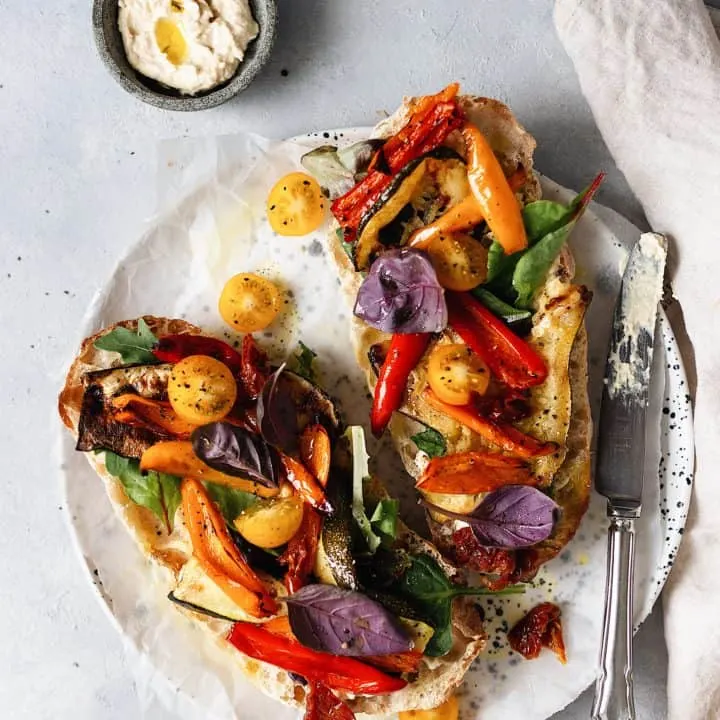 summer roasted vegetable sandwich