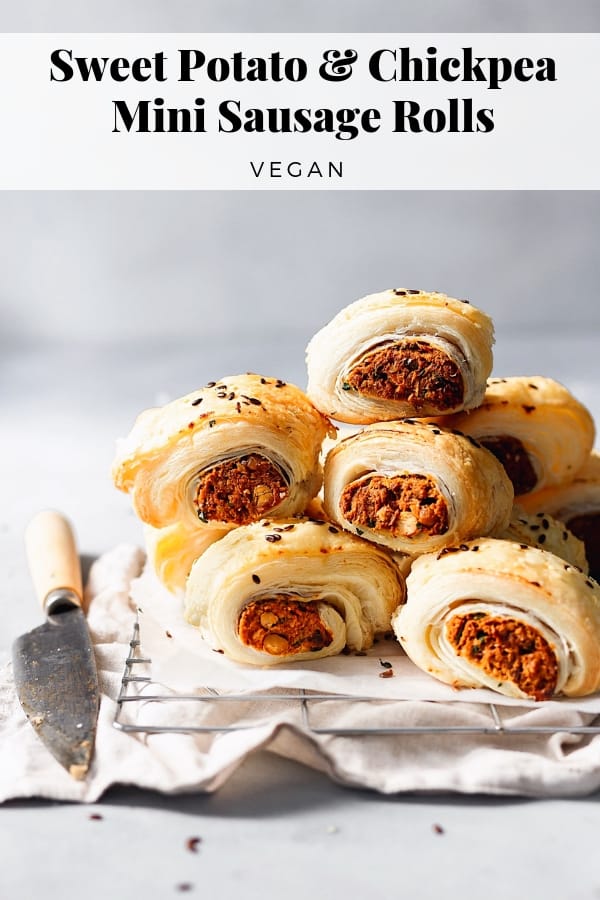 Vegan Sweet Potato Chickpea Sausage Rolls #vegansausagerolls #veganchristmas