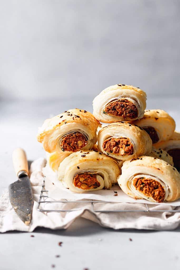 Vegan Sweet Potato & Chickpea Sausage Rolls #vegansausagerolls