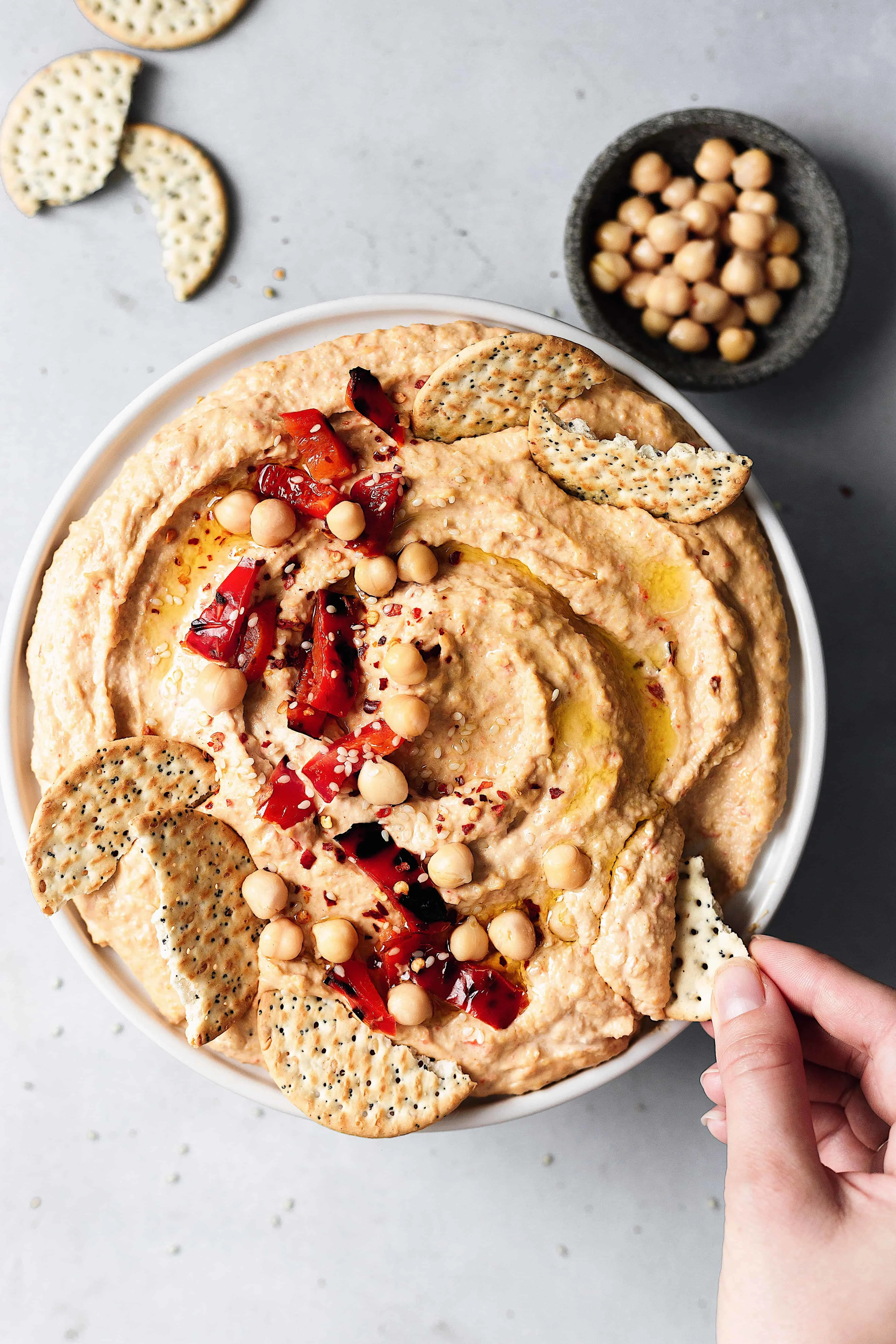 Spicy Roasted Red Pepper Hummus