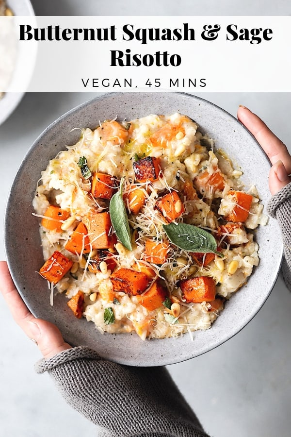 Roasted Butternut Squash & Sage Risotto #veganrisotto #butternutsquash