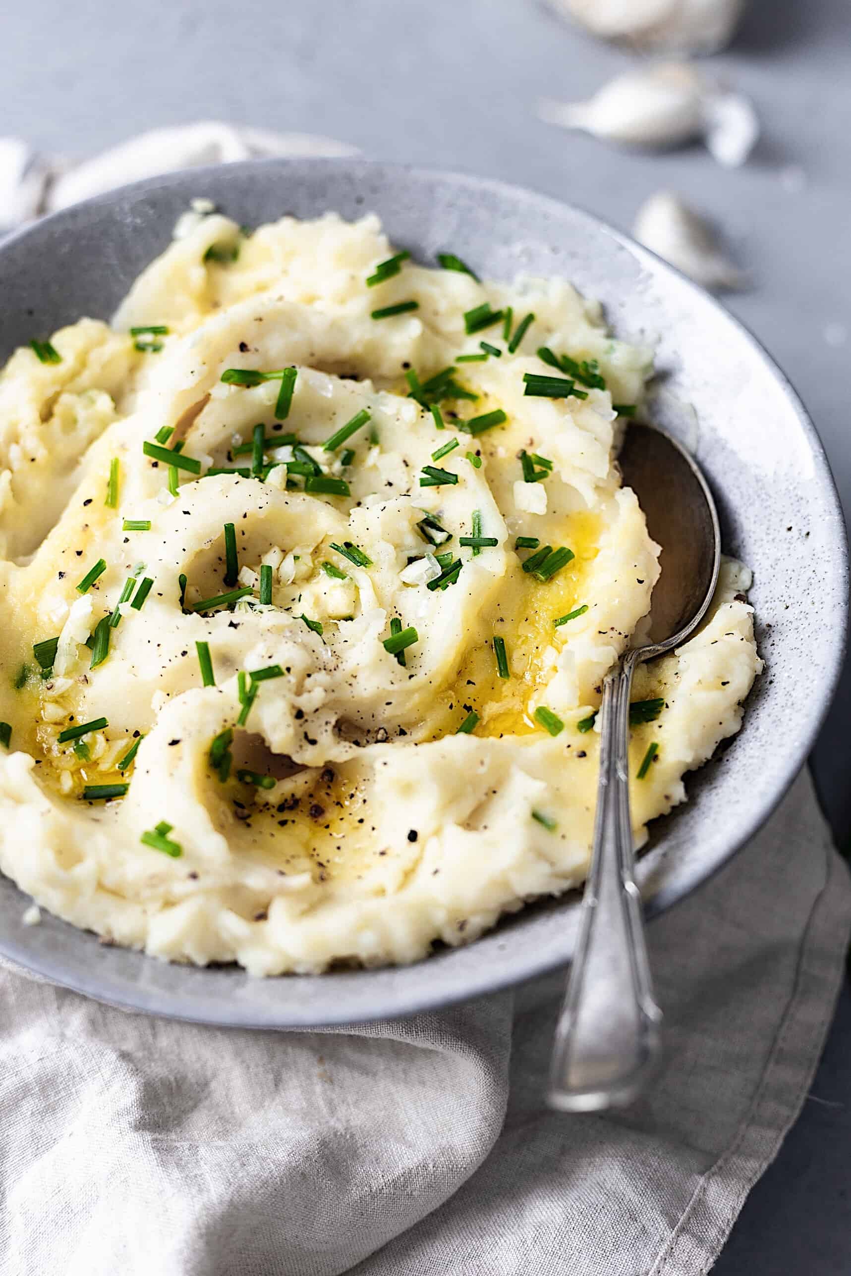 Creamy Garlic Mashed Potato Cupful Of Kale   Mash Potato Side On 