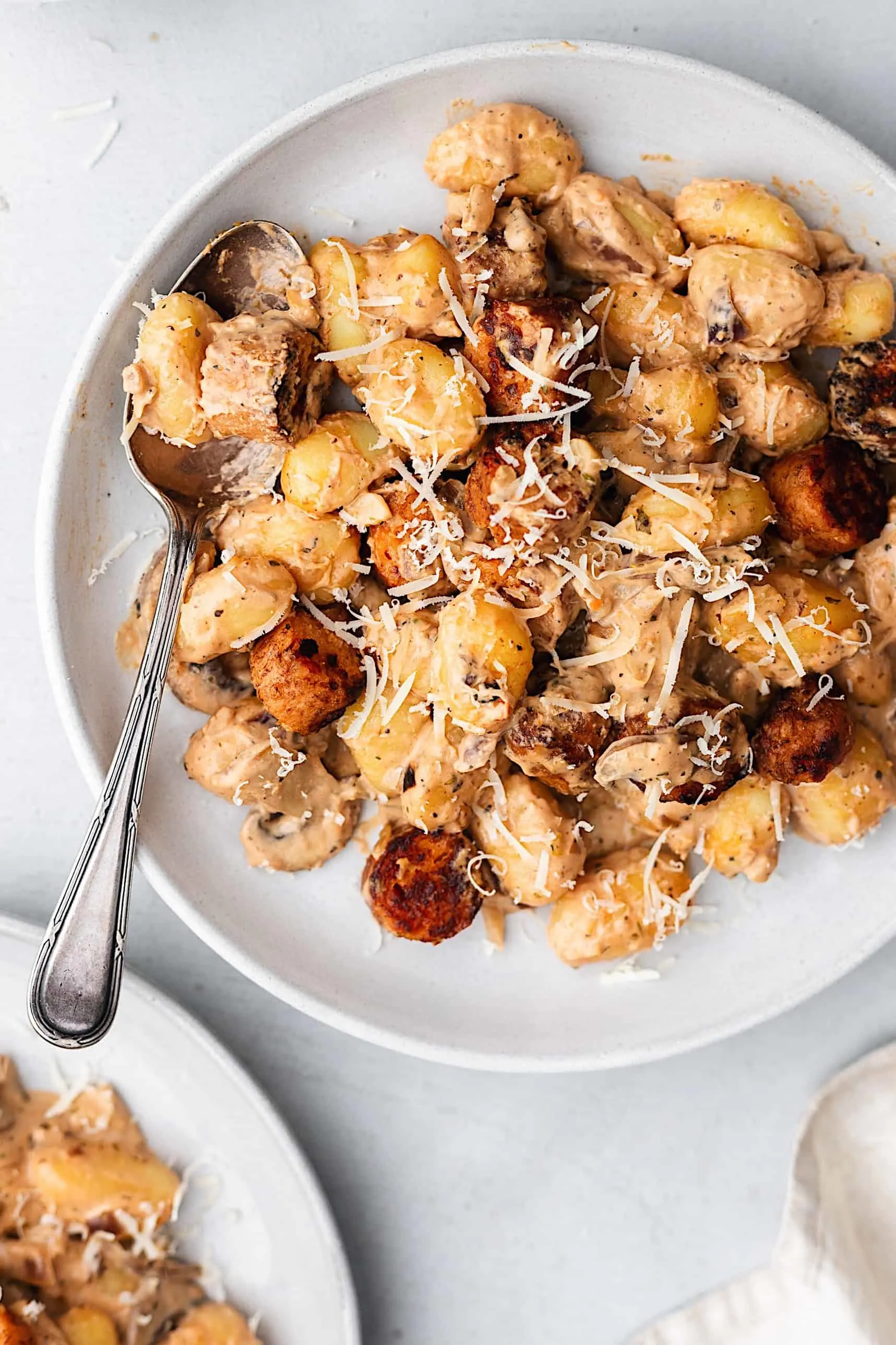Vegan Creamy Mushroom Sausage Gnocchi