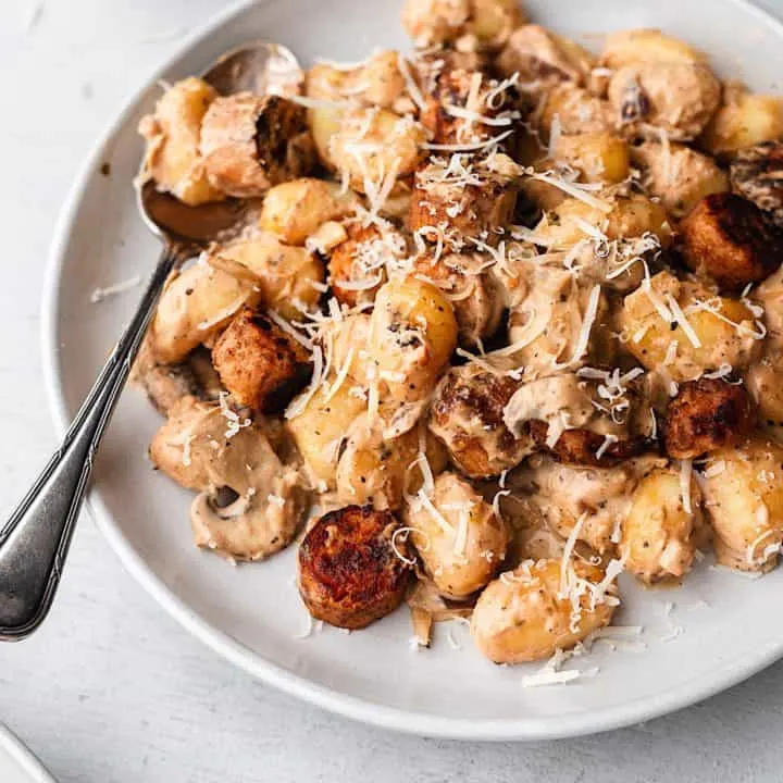 Vegan Creamy Mushroom Sausage Gnocchi