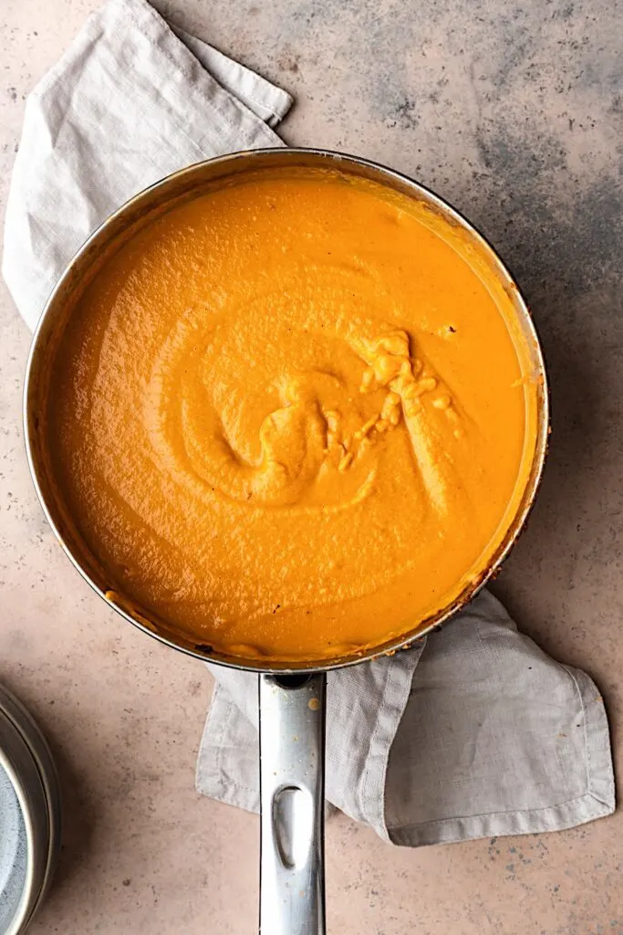 Vegan Thai Sweet Potato and Carrot Soup In Pan