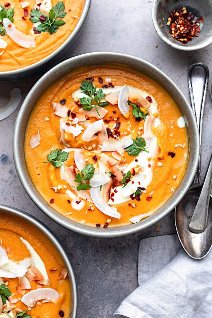 Vegan Thai Sweet Potato and Carrot Soup #soup #thai #vegan #healthy #recipe 