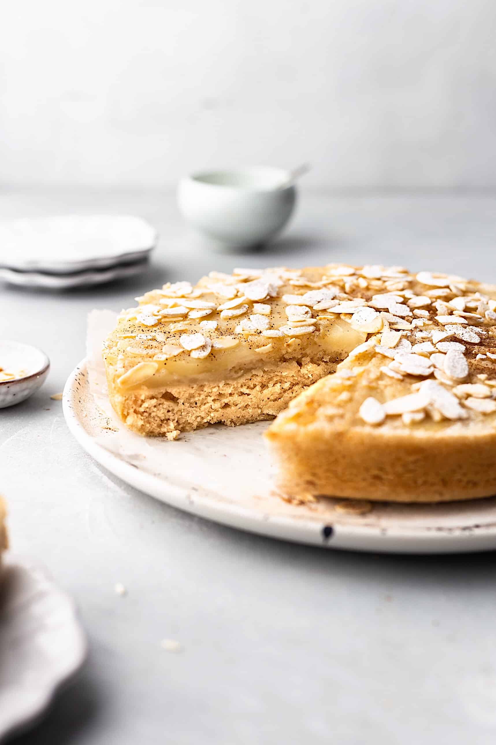 Vegan Upside Down Pear Almond Cake #cake #recipe #vegan