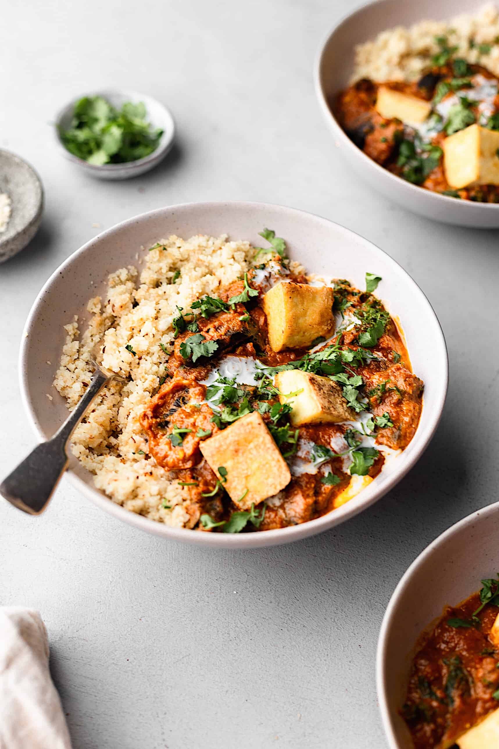 Mushroom and Tofu Tikka Masala with Cauliflower Rice Cupful of Kale