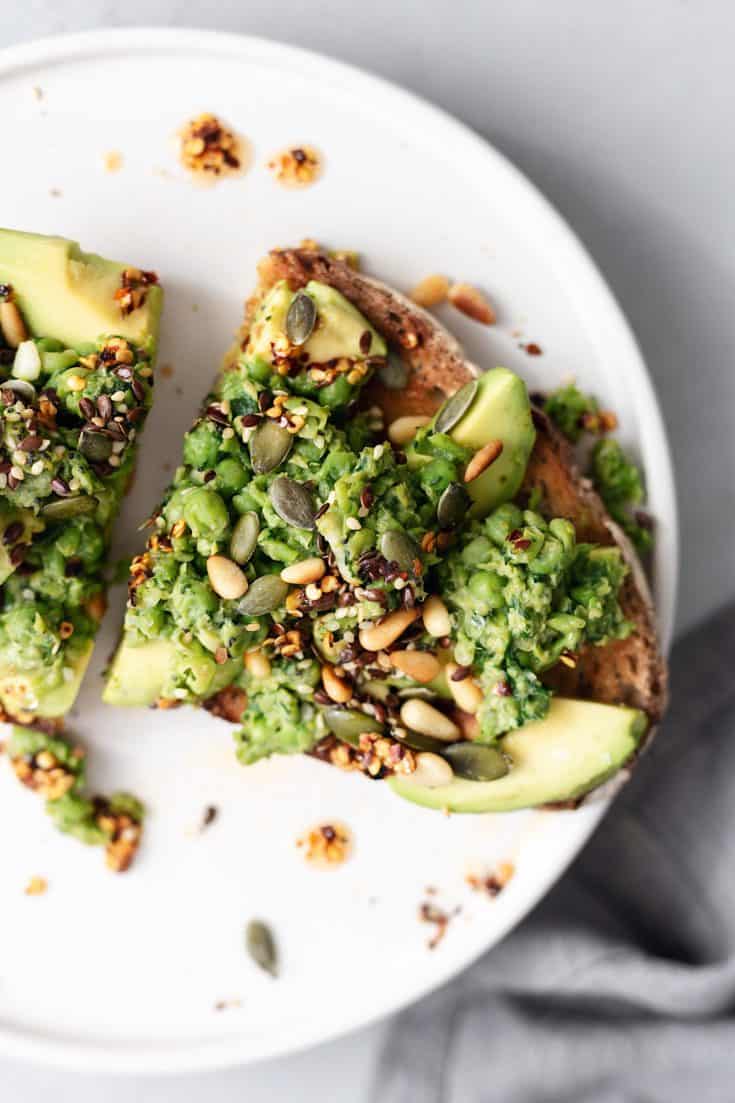 Smashed Peas and Avocado on Toast - Cupful of Kale