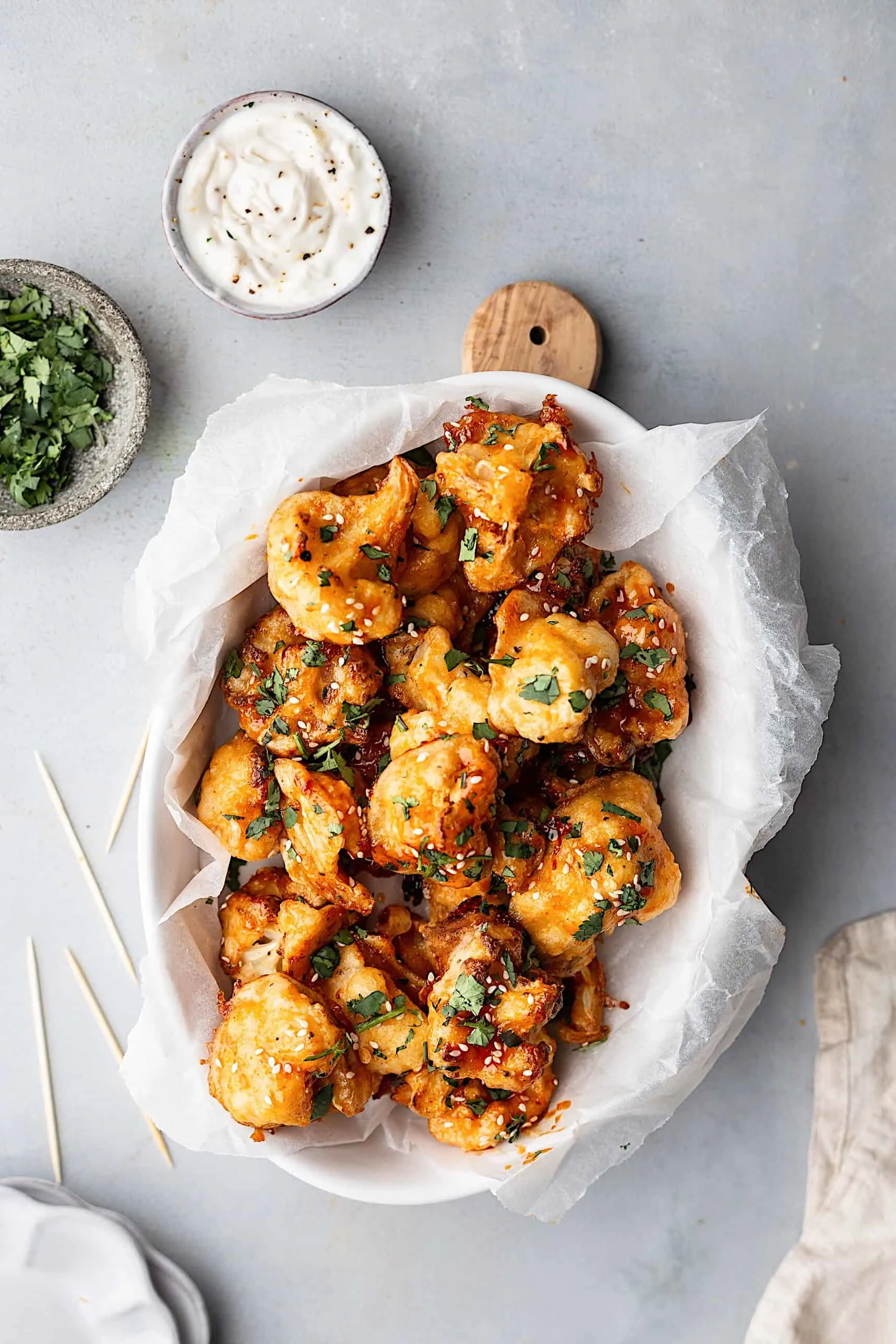 Vegan Maple Sriracha Cauliflower Wings #vegan #recipe #cauliflower #wings