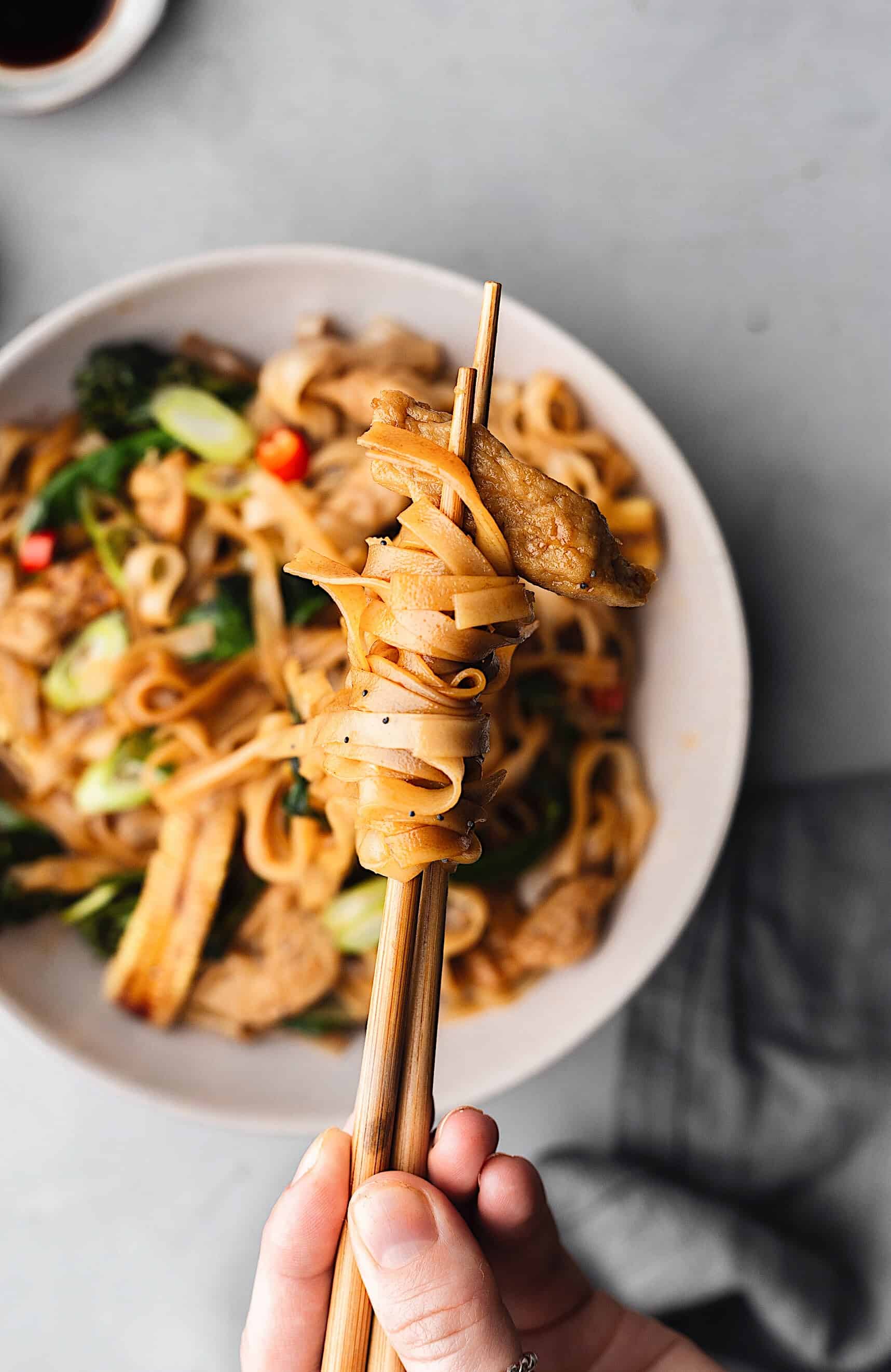 Vegan Thai Drunken Noodles Pad Kee Mao