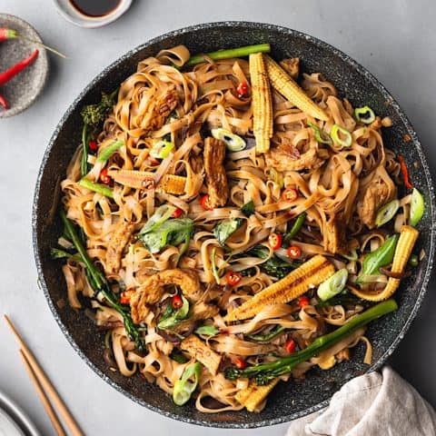 Thai Drunken Noodles (Pad Kee Mao) - Cupful of Kale