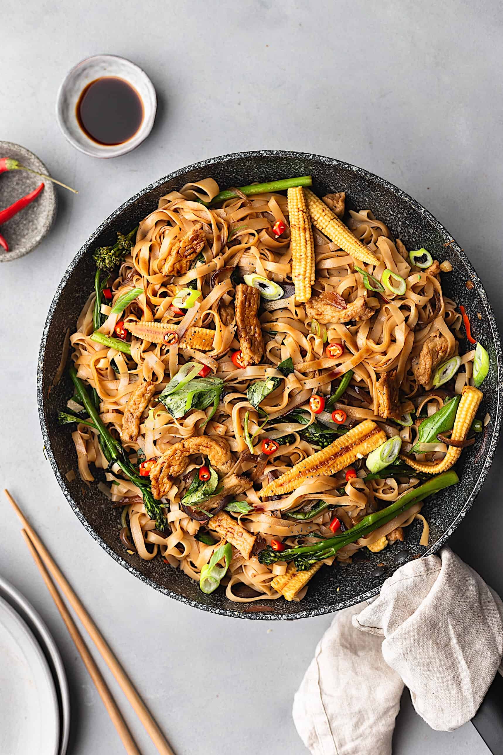 Vegan Thai Drunken Noodles Pad Kee Mao #vegan #thai #recipe #noodles