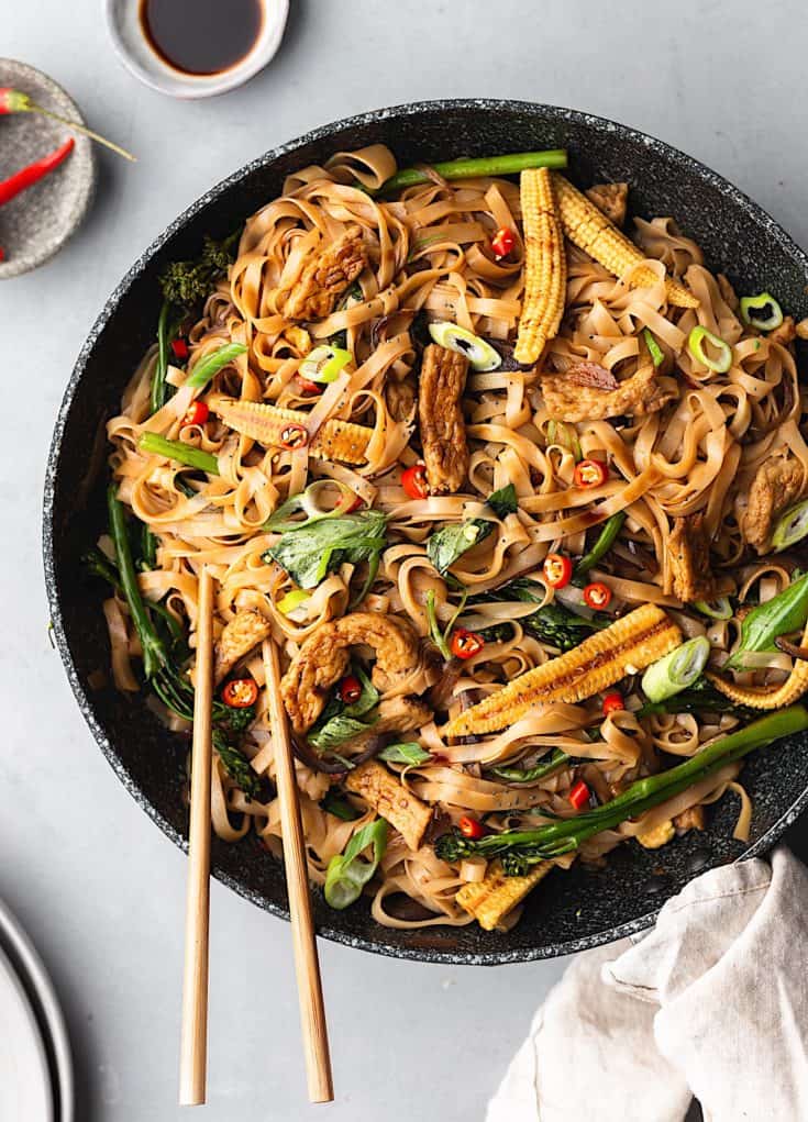 Thai Drunken Noodles (Pad Kee Mao) - Cupful of Kale