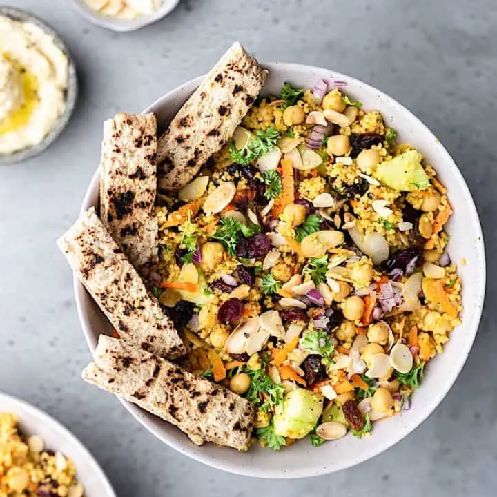 Moroccan Couscous Chickpea Salad #vegan #salad #couscous #recipe #chickpea