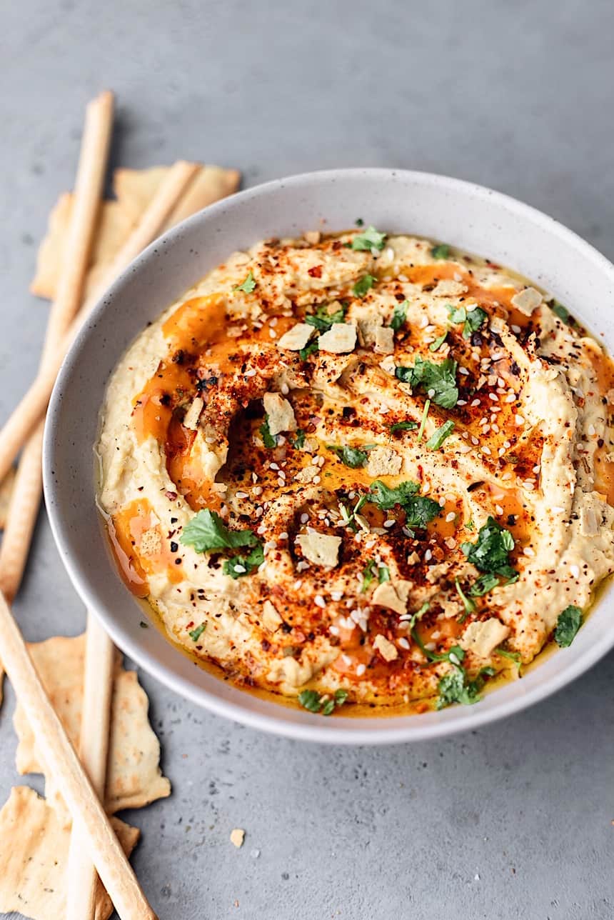 Spicy Piri Piri Hummus #vegan #recipe #dip #piripiri #hummus