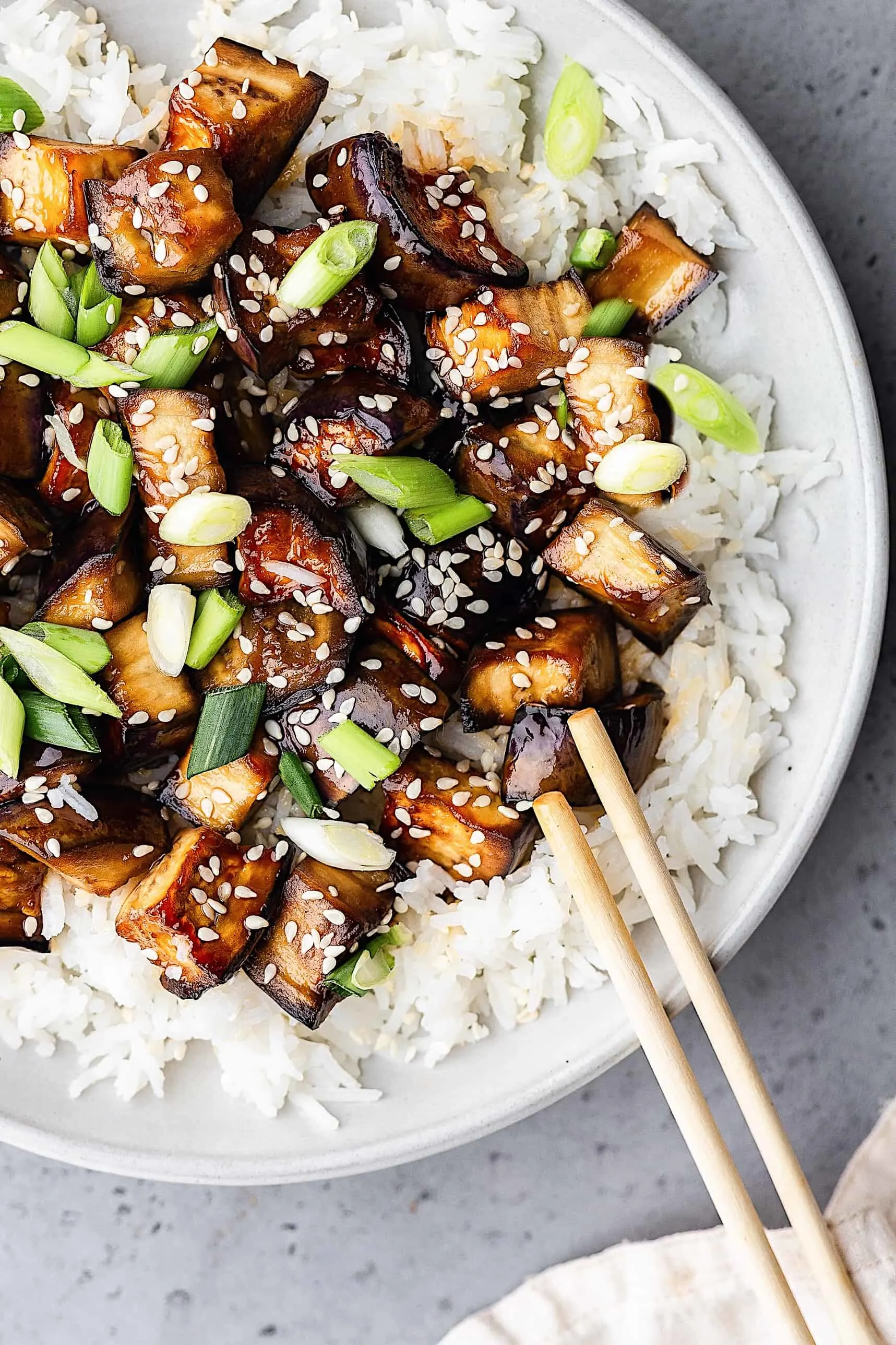 Sticky teriyaki aubergine