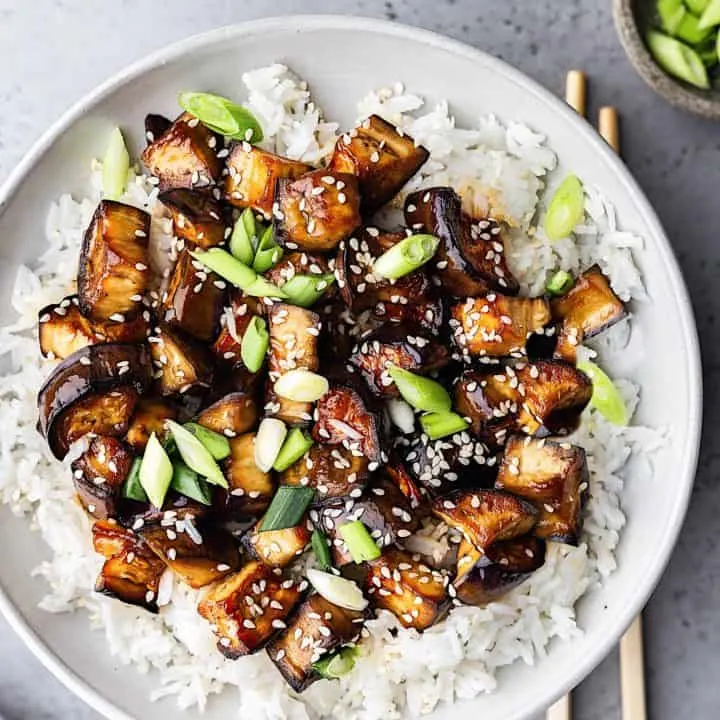 Vegan Marinated Teriyaki Eggplant #teriyaki #japanese #vegan #recipe #eggplant #aubergine