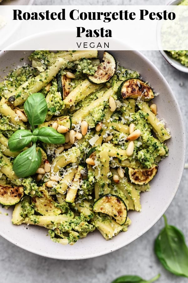 Vegan Roasted Courgette Pesto Pasta #vegan #recipe #pesto #pasta #courgette #zucchini