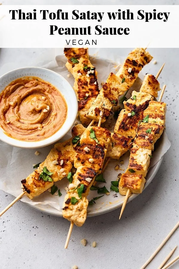 Thai Tofu Satay with Peanut Sauce #thai #tofu #satay #vegan #recipe