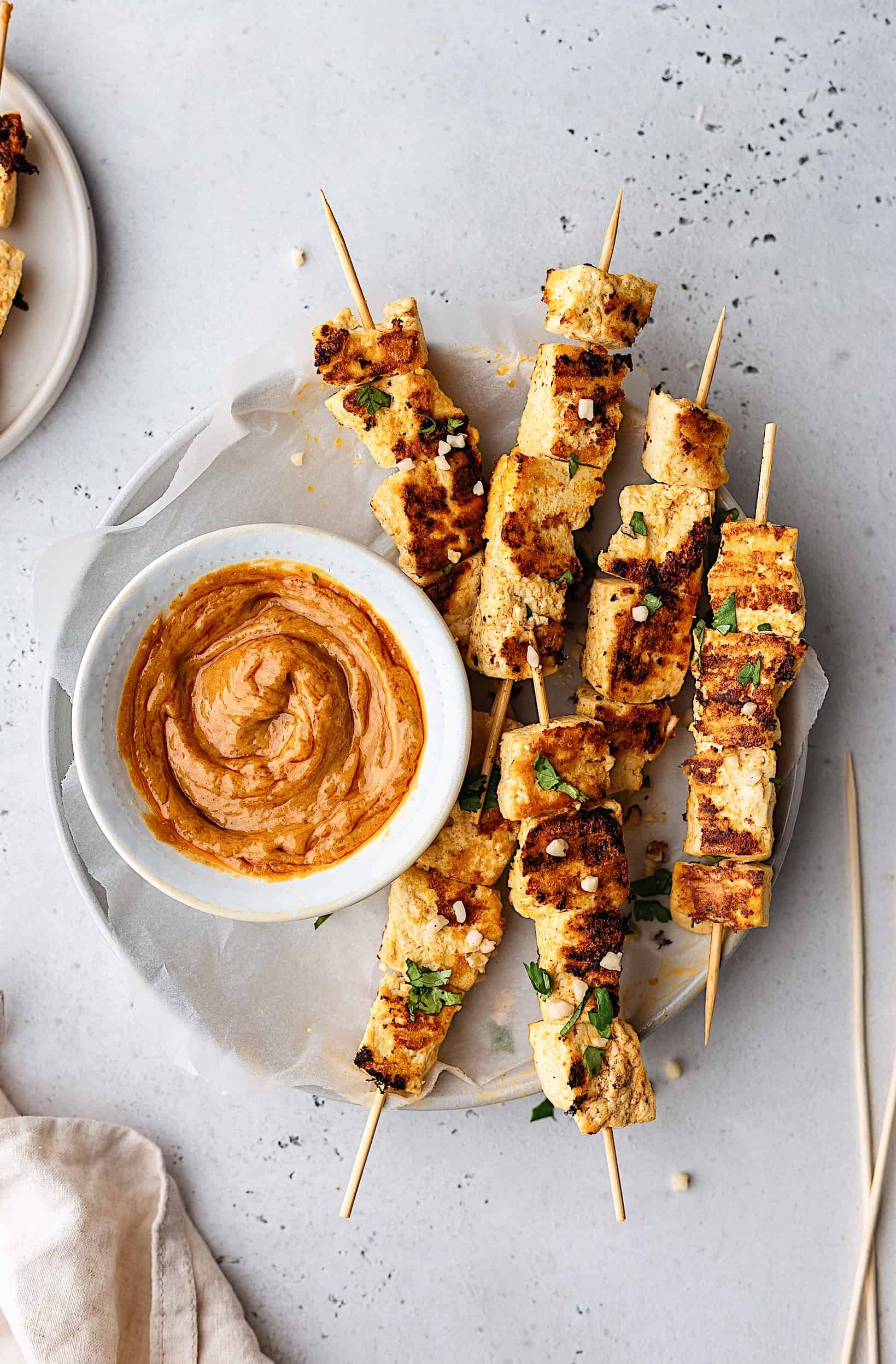 Thai Tofu Skewers with Thai Peanut Sauce