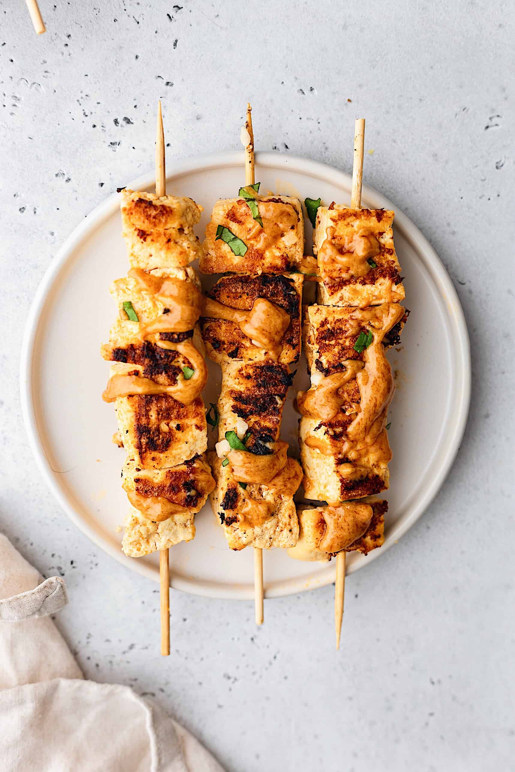 Thai Tofu Satay with Peanut Sauce #thai #tofu #satay #vegan #recipe