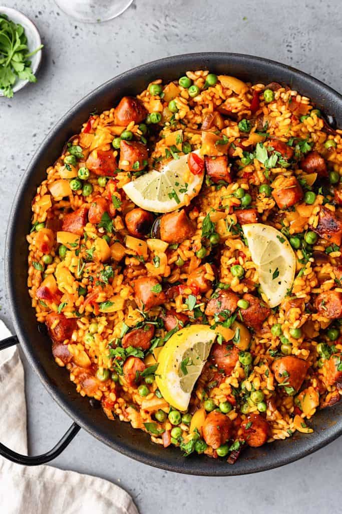 Vegan Chorizo and Vegetable Paella - Cupful of Kale