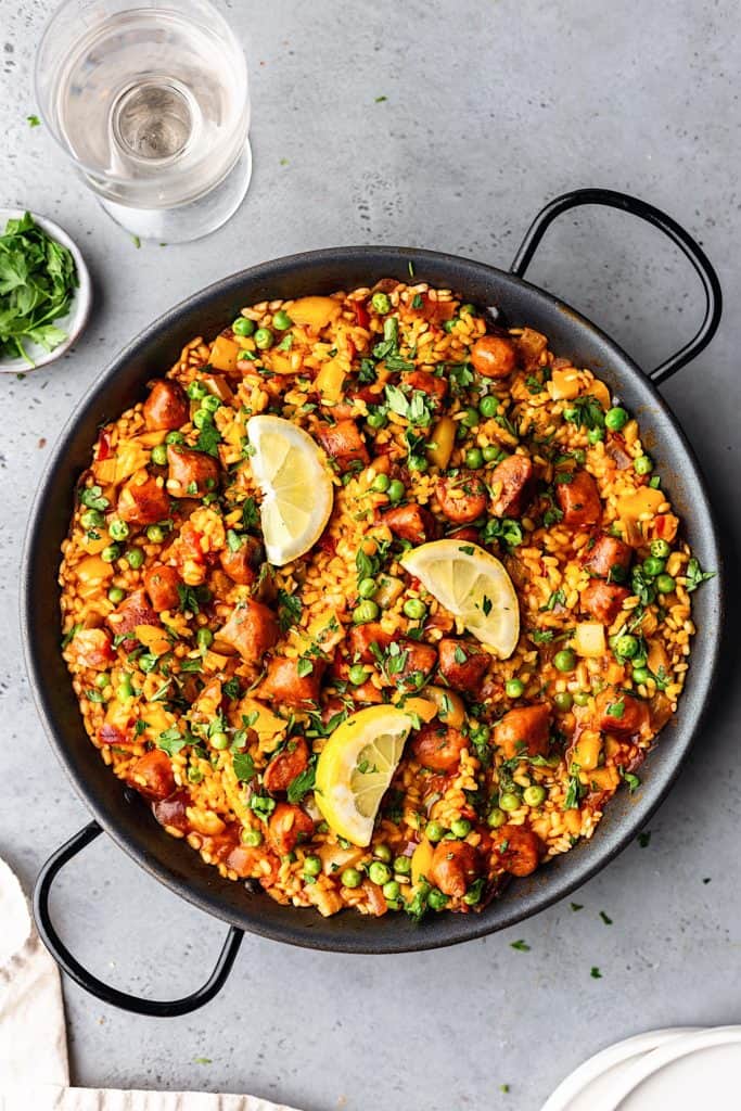 Vegan Chorizo and Vegetable Paella - Cupful of Kale