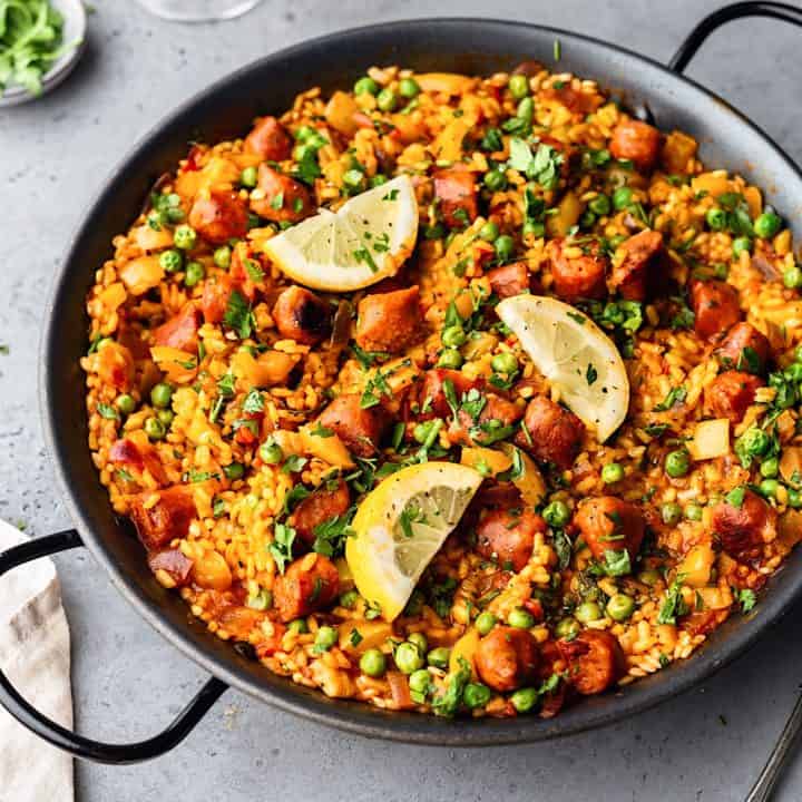 Vegan Chorizo Vegetable Paella #paella #vegan #recipe #food #rice #chorizo