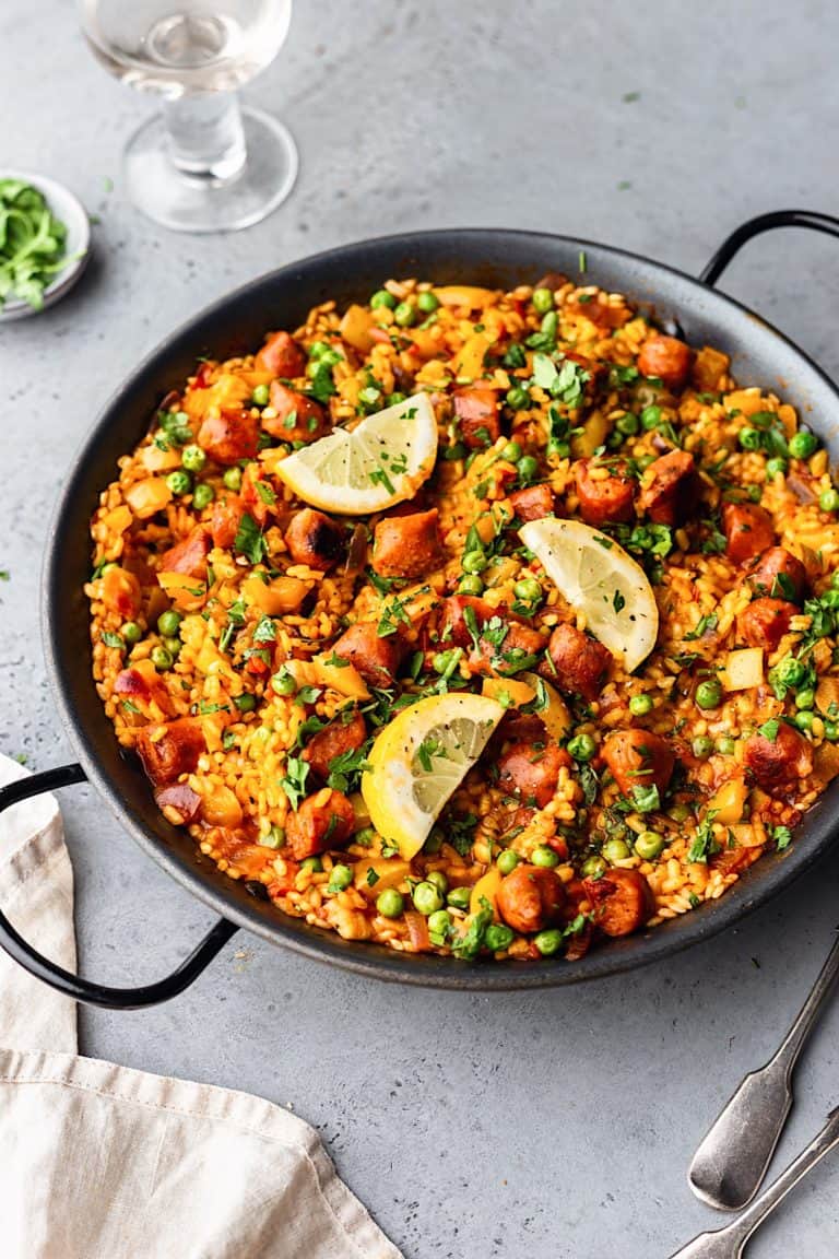 Vegan Chorizo Vegetable Paella #paella #vegan #recipe #food #rice #chorizo