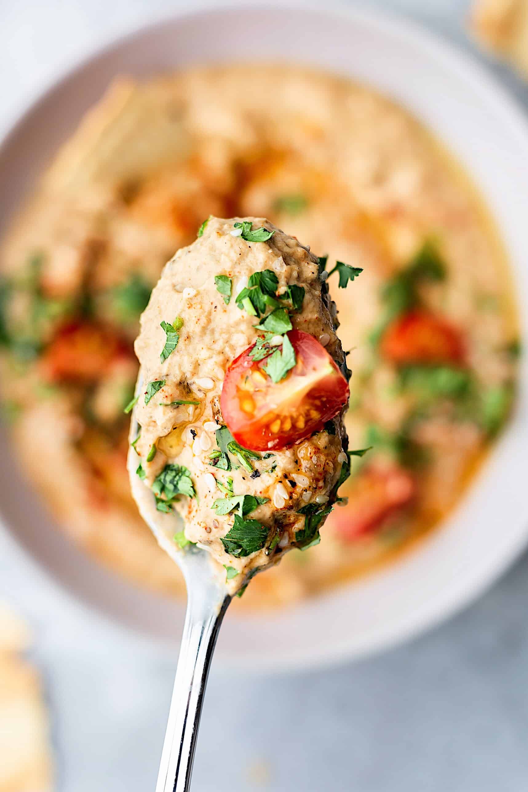 Smoky Roasted Eggplant Dip #eggplant #aubergine #vegan #recipe #dip