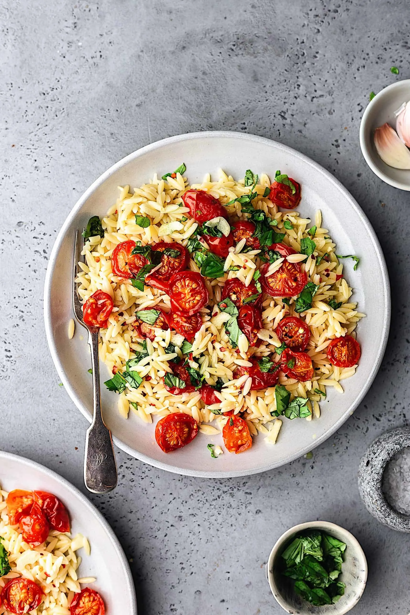 Roasted Cherry Tomato Garlic Orzo #orzo #pasta #vegan #tomato #recipe