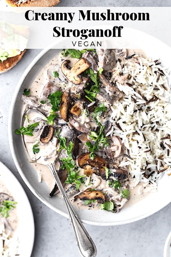 Vegan Mushroom Stroganoff with Wild Rice #vegan #recipe #mushroom #stroganoff #dairyfree #rice #veganrecipe #food