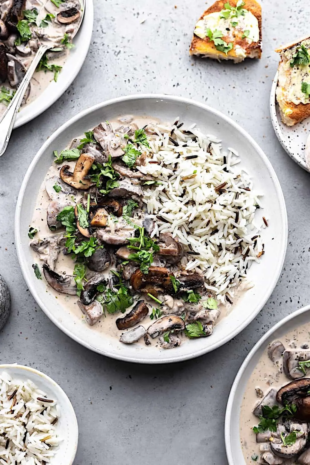 Vegan Mushroom Stroganoff with Wild Rice #vegan #recipe #mushroom #stroganoff #dairyfree #rice #veganrecipe #food