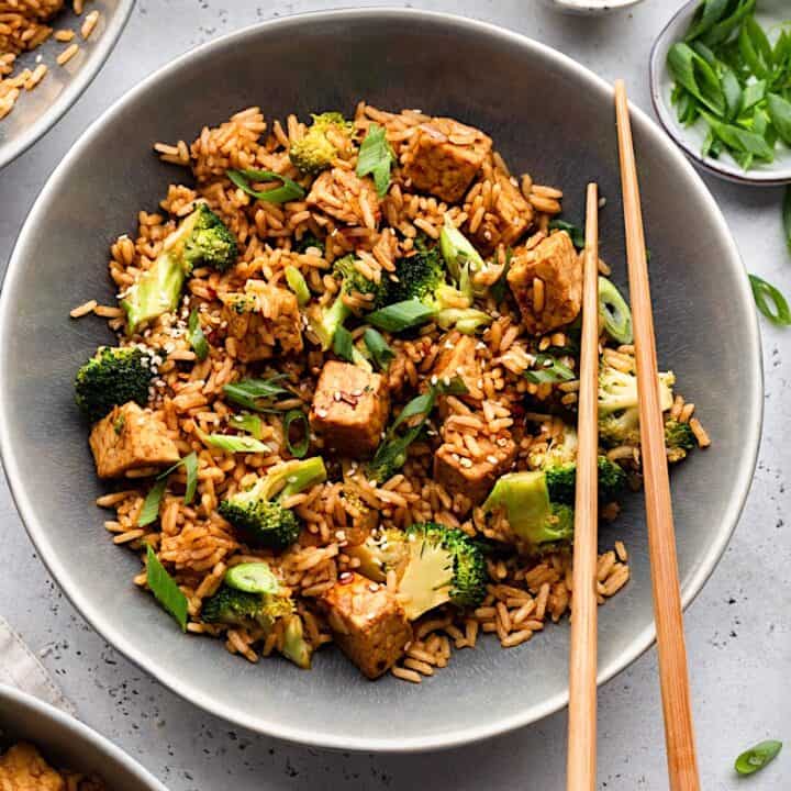 Vegan Tempeh Fried Rice #vegan #recipe #tempeh #broccoli #rice