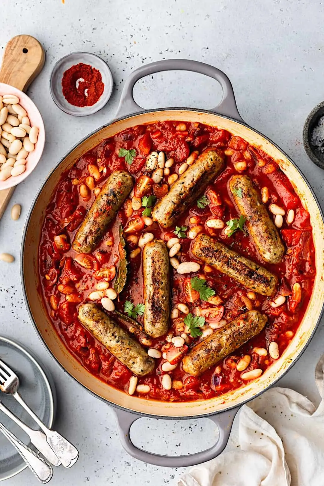 Vegan Sausage and Cannellini Bean Casserole #vegan #recipe #food #sausage #casserole #stew #cannellini #bean